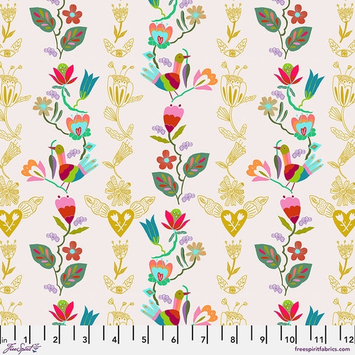 Baumwolle Patchwork - Carolyn Gavin Stoffe - Harmony - Little Clever Climbers Cream
